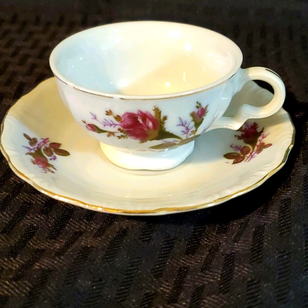 1950s Vintage Mid Century Rose Coffee Cup/Saucer